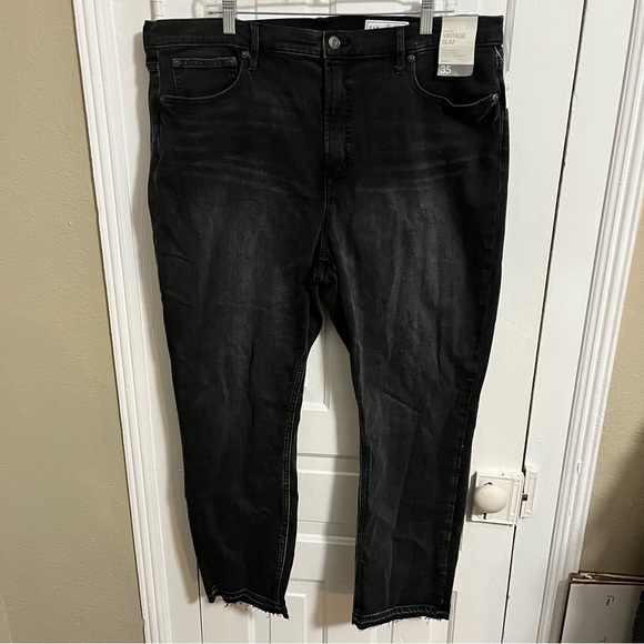 Gap High Rise Vintage Slim Jeans Washed Black Plus Size 35 Inches US 20 O - Picture 3 of 12